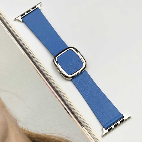 Кожаный ремешок Modern Buckle Leather для Apple Watch 38/40/41mm Silver/Cape cod blue